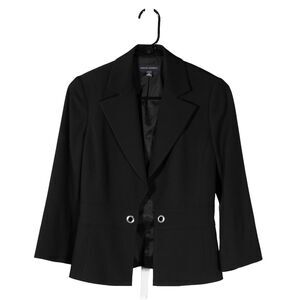 Banana Republic Women's Blazer Black Wool Open Front Stretch Lined Suit Jacket 4